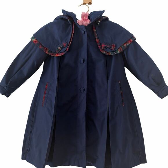 Rothschild toddlers girls pea coat jacket hoodie lined navy blur buttons sz5 - Picture 11 of 16